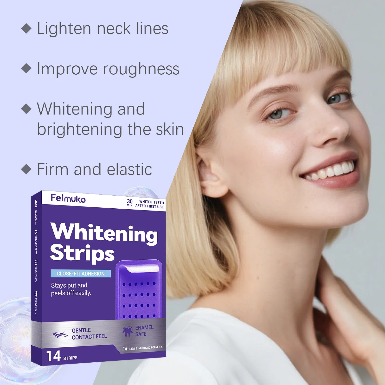 Transform Your Smile with 70/42/14 Purple Tooth Whitening Strips - Ideal for Sensitive Teeth and Effective Dental Yellowing Removal