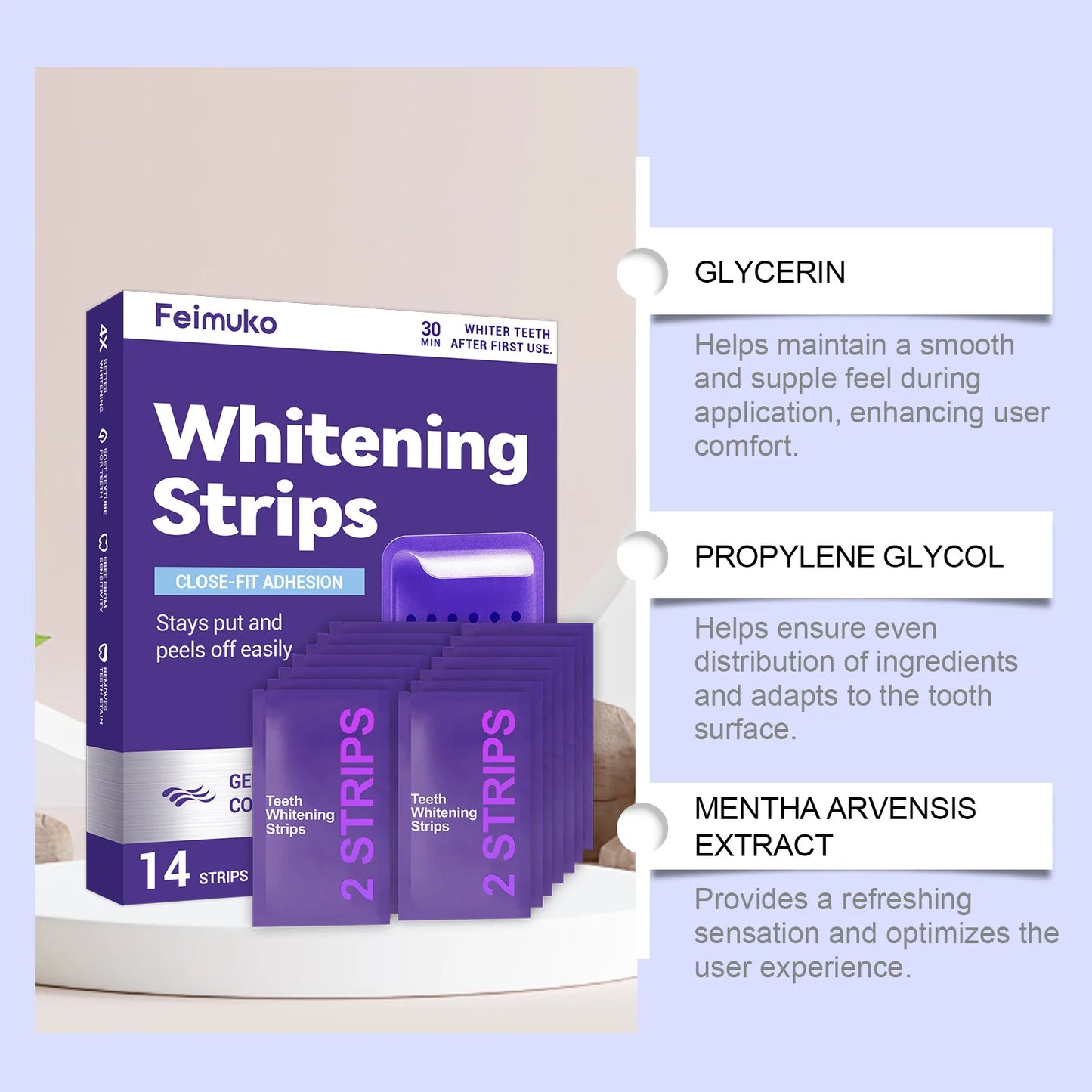 Transform Your Smile with 70/42/14 Purple Tooth Whitening Strips - Ideal for Sensitive Teeth and Effective Dental Yellowing Removal